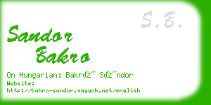 sandor bakro business card
